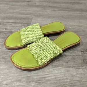 Bob Baker Bright Neon Green Sandal Woven Slides Women’s Size 7